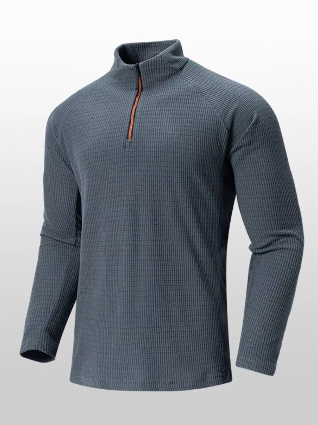 Men's Plus Size Textured Quarter-Zip Long Sleeve Top