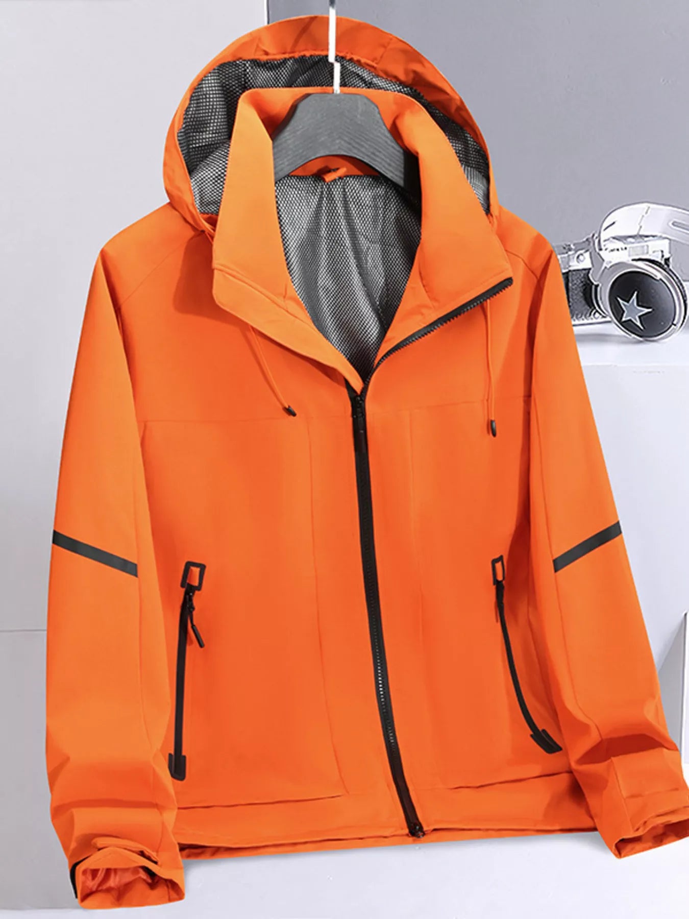 Men's Plus Size Lightweight Hooded Windproof Zip Up Jacket