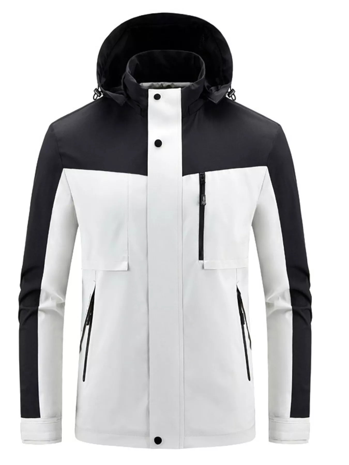Men's Plus Size Two-Tone Waterproof Hooded Outdoor Jacket