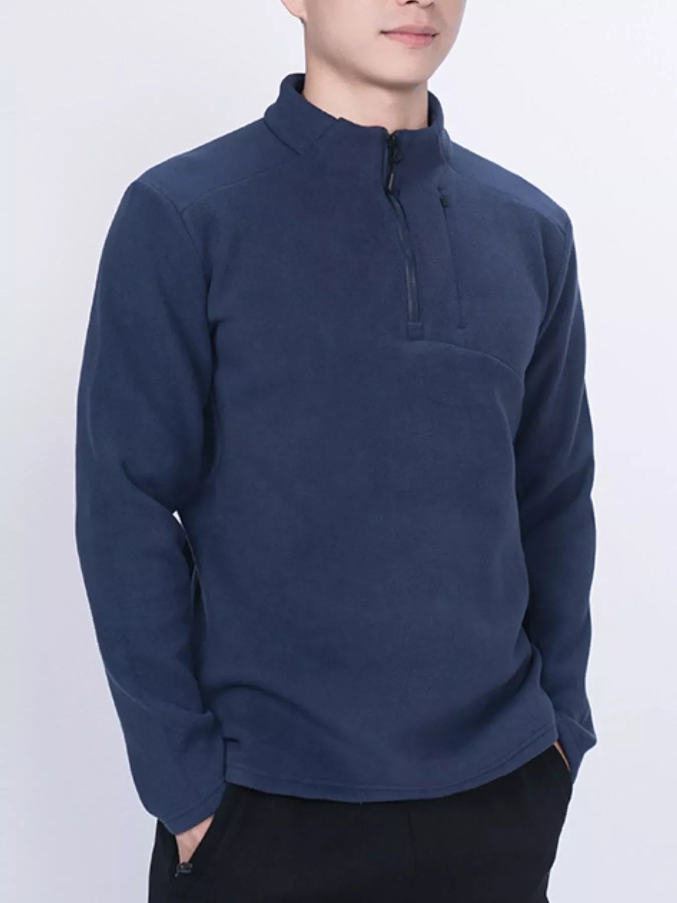Men's Plus Size Quarter-Zip Fleece Sweatshirt