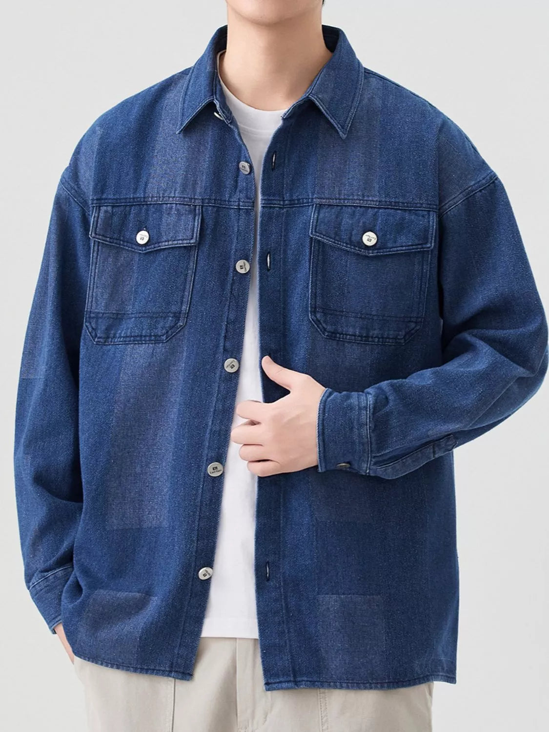 Men's Plus Size Urban Style Button Up Denim Jacket
