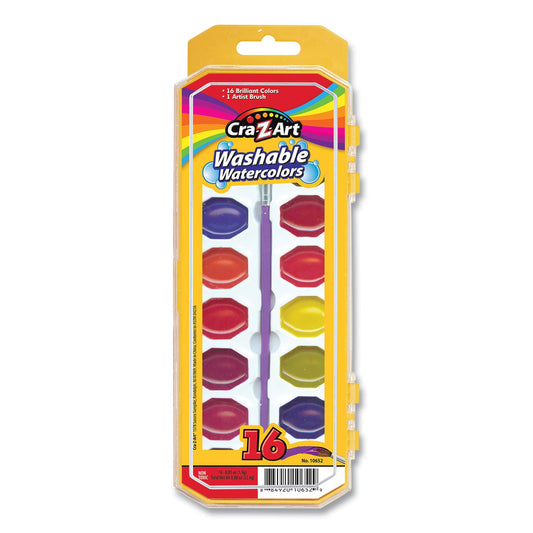 Cra-Z-Art Washable Watercolors, 16 Assorted Colors, Palette Tray