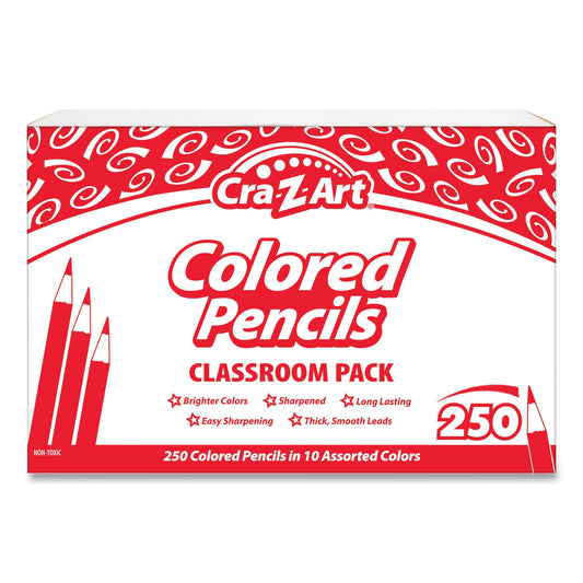 Cra-Z-Art Colored Pencils, 10 Assorted Lead/Barrel Colors, 250/Set