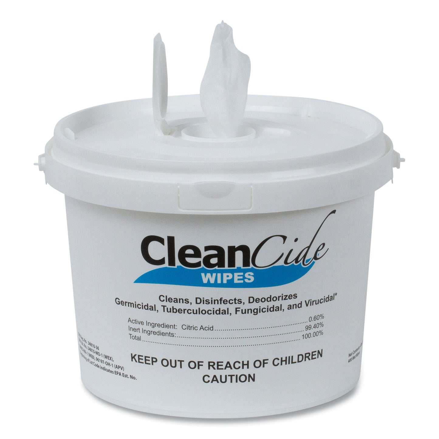 Wexford Labs CleanCide Disinfecting Wipes, 8 x 5.5, Fresh Scent, 400/Tub