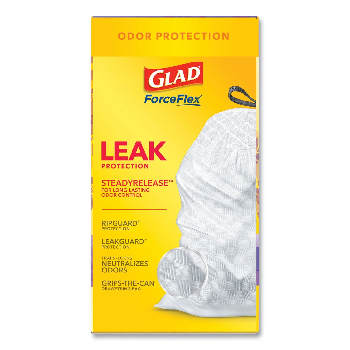 Glad OdorShield Tall Kitchen Drawstring Bags, 13 gal, 0.95 mil, 24" x 27.38", White, 240/Carton