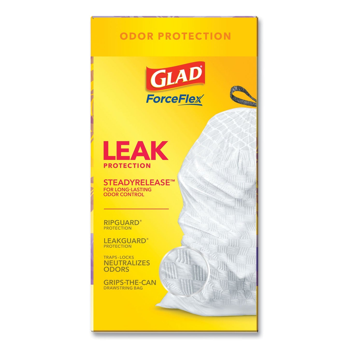Glad OdorShield Tall Kitchen Drawstring Bags, 13 gal, 0.95 mil, 24" x 27.38", White, 240/Carton