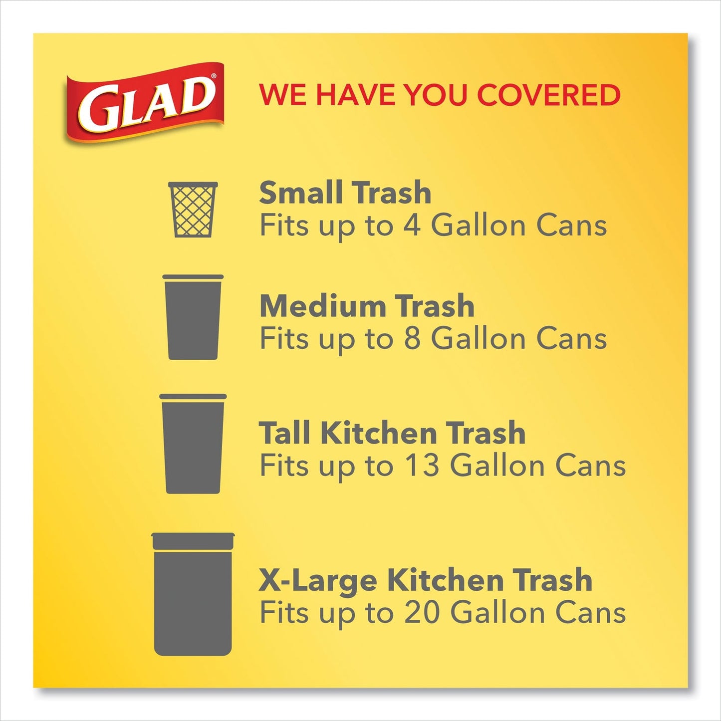 Glad OdorShield Quick-Tie Small Trash Bags, 4 gal, 0.5 mil, 8" x 18", White, 156/Carton