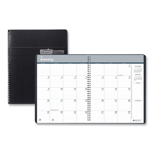 House of Doolittle 14-Month Recycled Ruled Monthly Planner, 11 x 8.5, Black Cover, 14-Month (Dec to Jan): 2022 to 2024