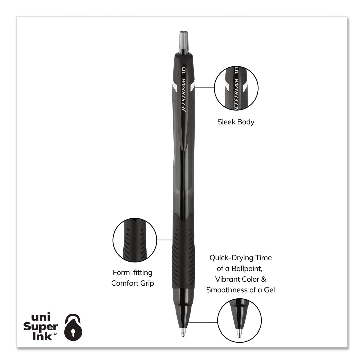uniball Jetstream Elements Ballpoint Pen, Retractable, Medium 1 mm, Assorted Ink and Barrel Colors, 12/Pack