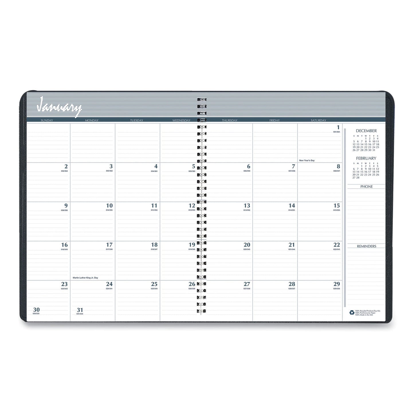 House of Doolittle 24-Month Recycled Ruled Monthly Planner, 11 x 8.5, Black Cover, 24-Month (Jan to Dec): 2023 to 2024