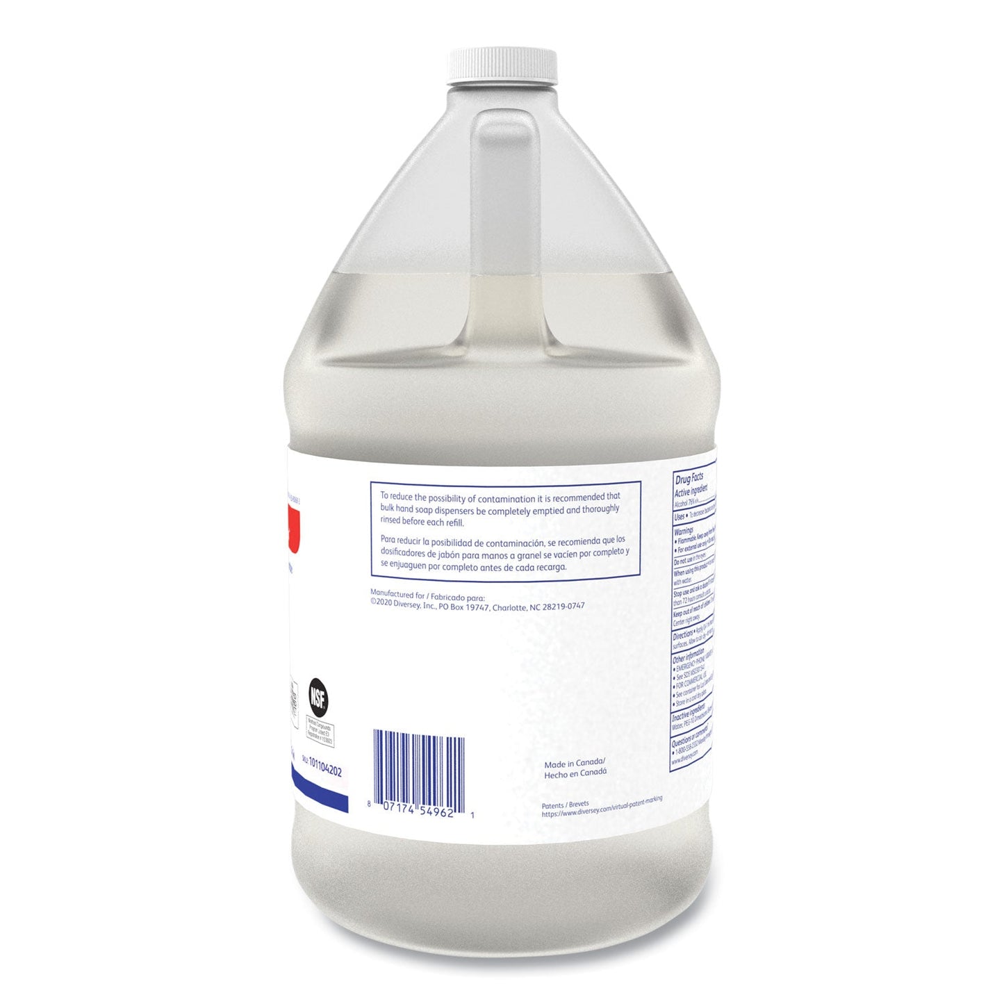 Diversey Soft Care Impact Foam Alcohol Instant Foam Hand Sanitizer, 1 gal Bottle, Alcohol Scent, 4/Carton