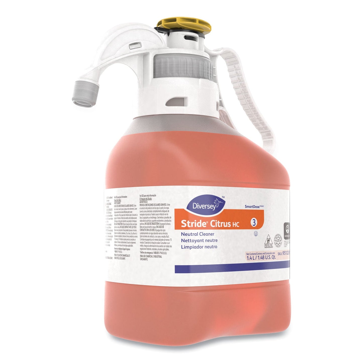 Diversey Stride Neutral Cleaner, Citrus Scent, 1.4 mL, 2 Bottles/Carton
