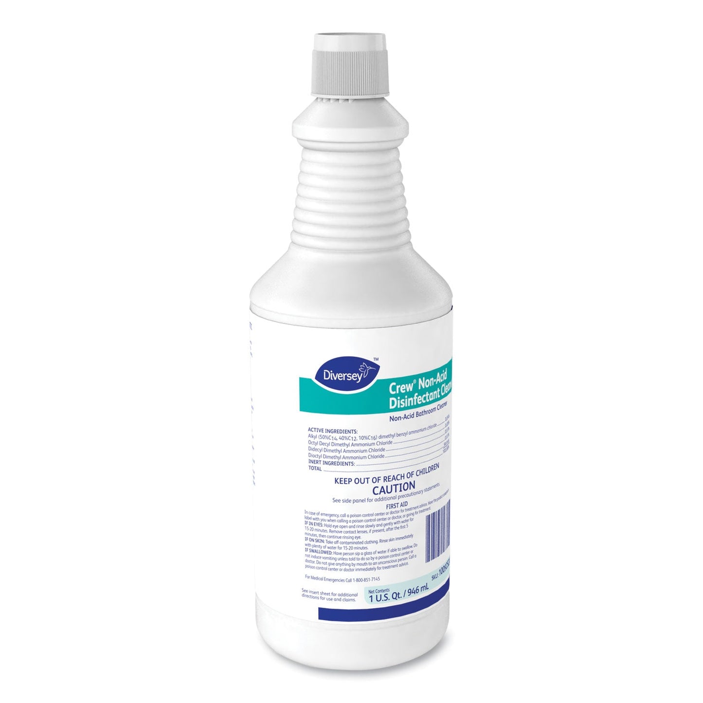 Diversey Crew Neutral Non-Acid Bowl and Bathroom Disinfectant, 32 oz Squeeze Bottle, 12/Carton
