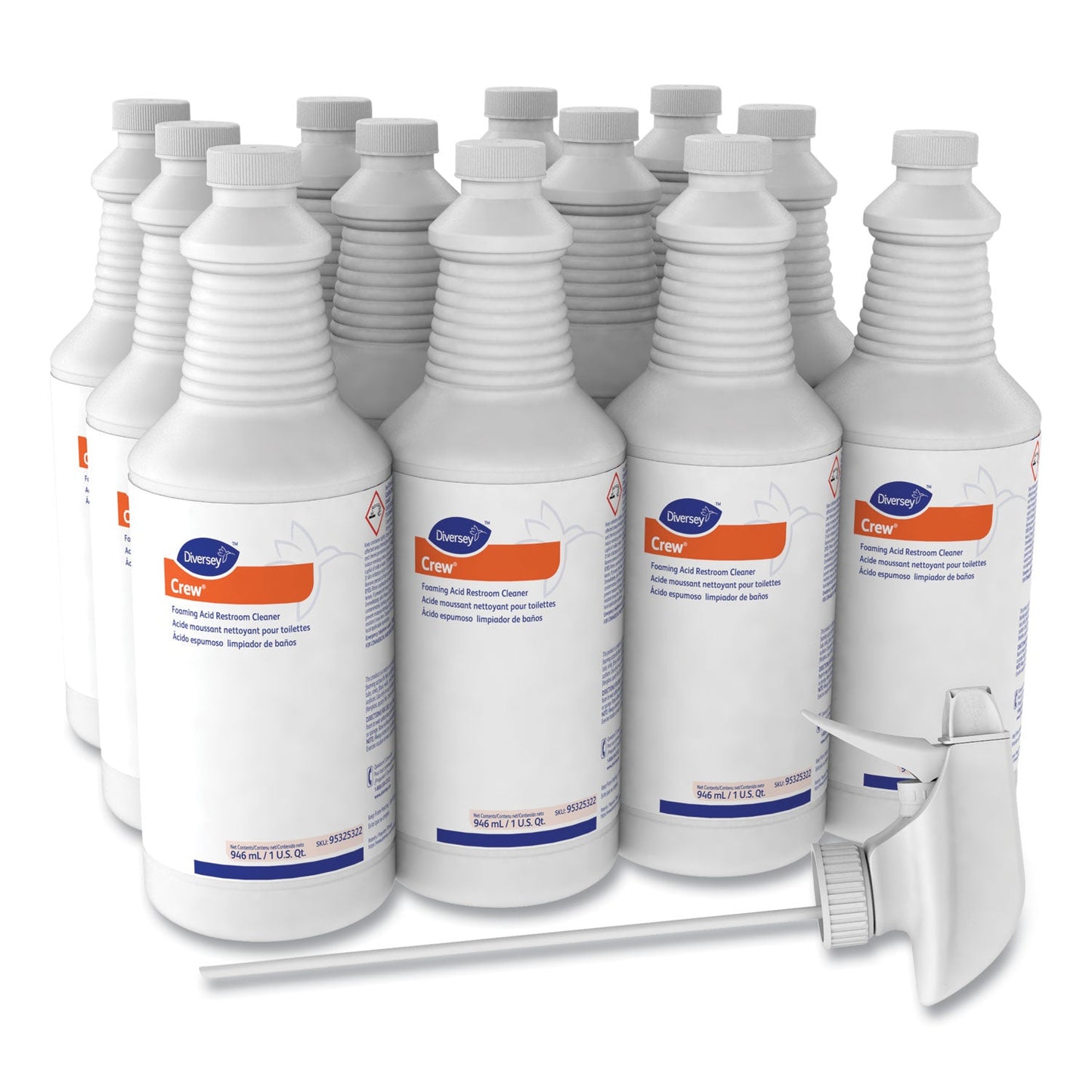 Diversey Foaming Acid Restroom Cleaner, Fresh Scent, 32 oz Spray Bottle, 12/Carton