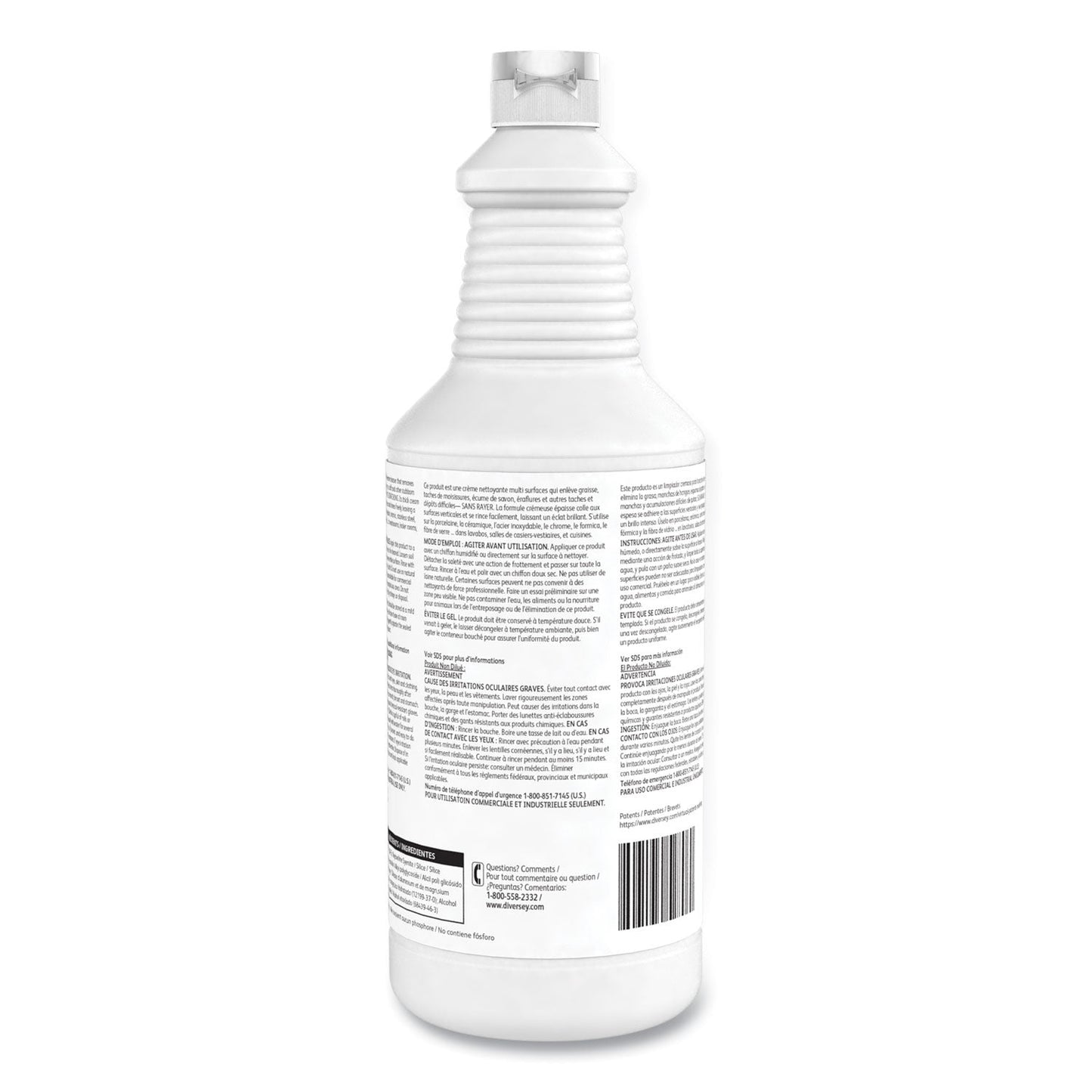 Diversey Emerel Plus Cream Cleanser, Odorless, 32 oz Squeeze Bottle, 12/Carton