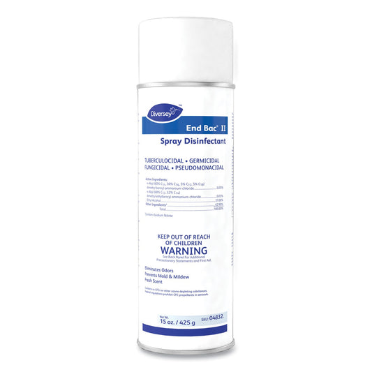 Diversey End Bac II Spray Disinfectant, Fresh Scent, 15 oz Aerosol Spray, 12/Carton