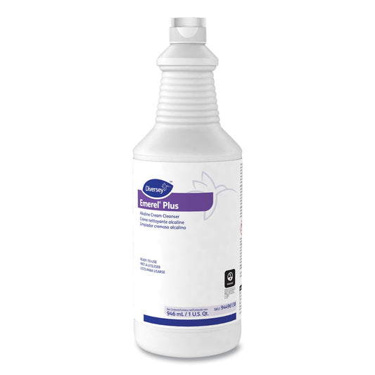 Diversey Emerel Plus Cream Cleanser, Odorless, 32 oz Squeeze Bottle, 12/Carton