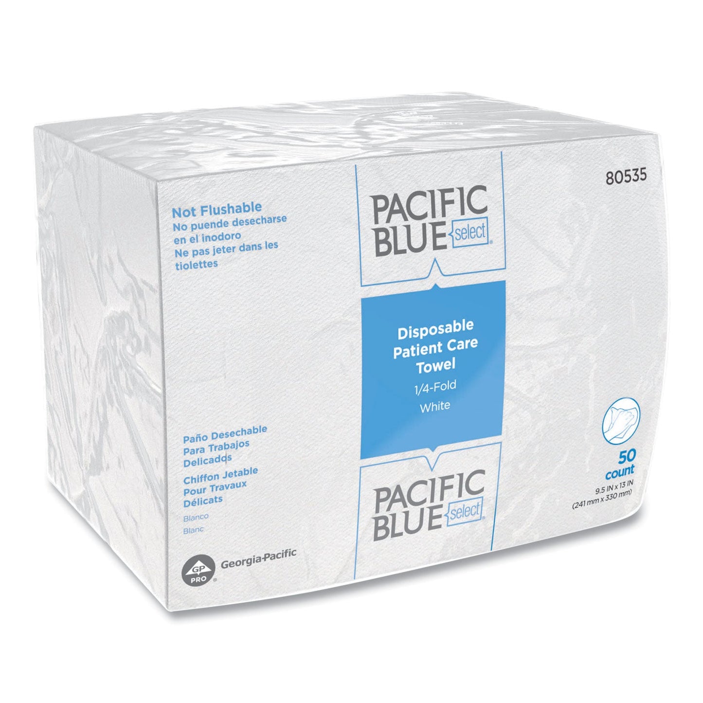 Georgia Pacific Pacific Blue Select Disposable Patient Care Washcloths, 9.5 x 13, White, 50/Pack, 20 Packs/Carton