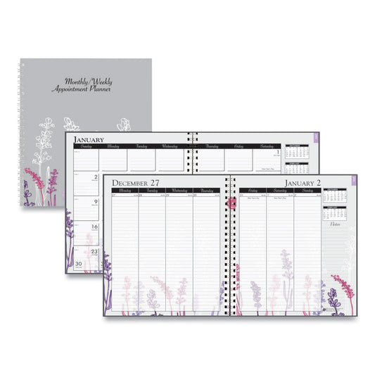 House of Doolittle Recycled Wild Flower Weekly/Monthly Planner, Wild Flowers Artwork, 9 x 7, Gray/White/Purple Cover, 12-Month (Jan-Dec): 2023