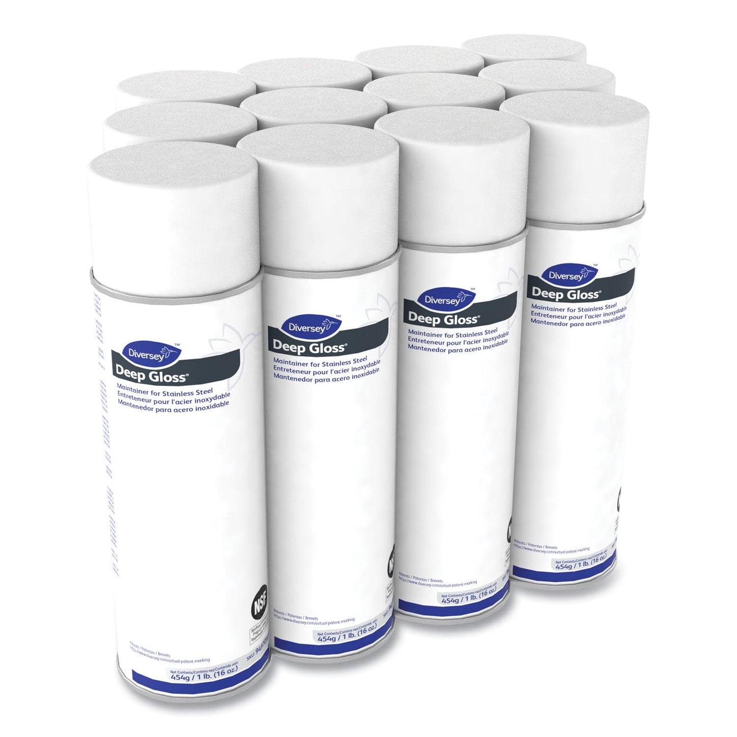 Diversey Deep Gloss Stainless Steel Maintainer, 16 oz Aerosol Spray, 12/Carton