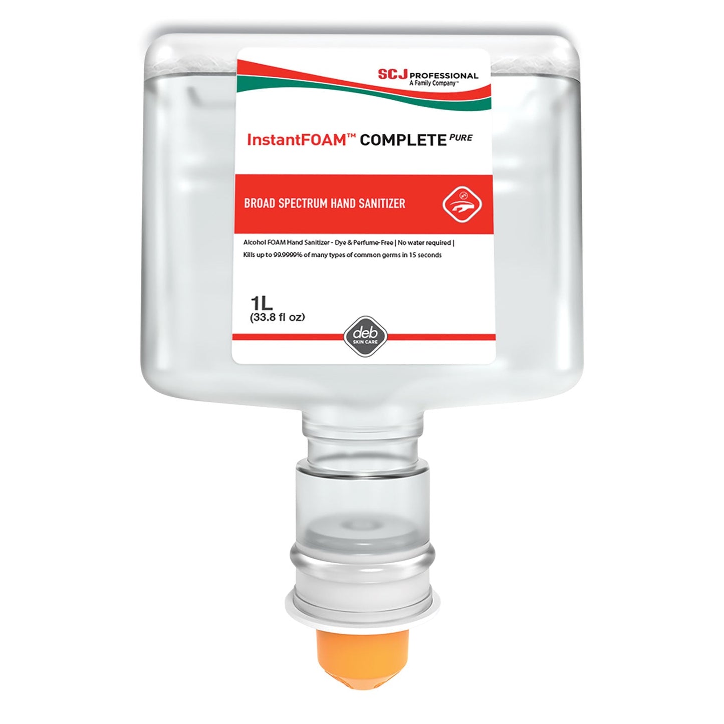 SC Johnson Professional InstantFOAM COMPLETE PURE Alcohol Hand Sanitizer, 1 L Refill, Fragrance-Free, 3/Carton