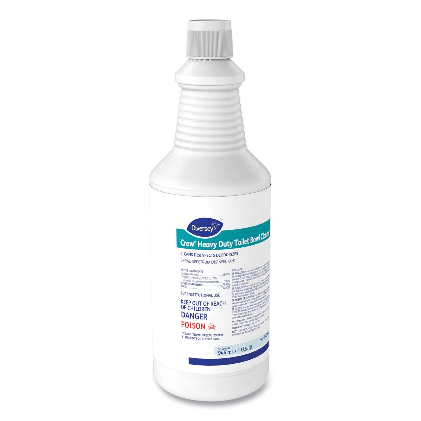 Diversey Crew Heavy Duty Toilet Bowl Cleaner, Minty, 32 oz Squeeze Bottle, 12/Carton