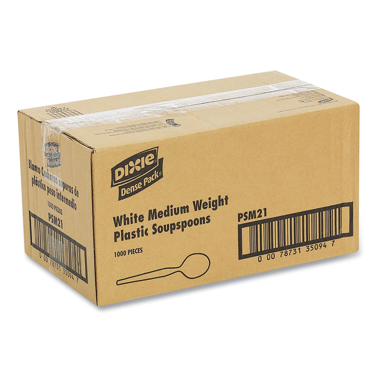 Dixie Plastic Cutlery, Mediumweight Soup Spoons, White, 1,000/Carton