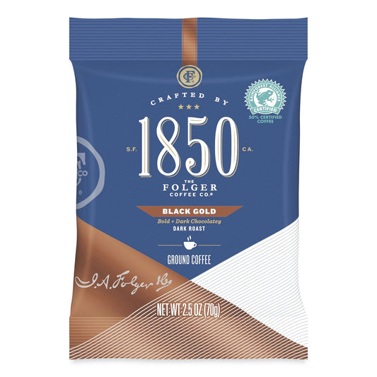 1850 Coffee Fraction Packs, Black Gold, Dark Roast, 2.5 oz Pack, 24 Packs/Carton
