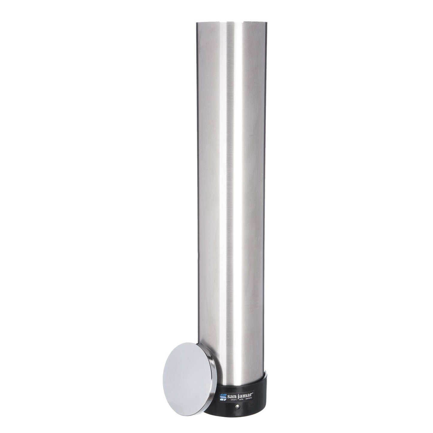 San Jamar Large Water Cup Dispenser with Removable Cap, For 12 oz to 24 oz Cups, Stainless Steel