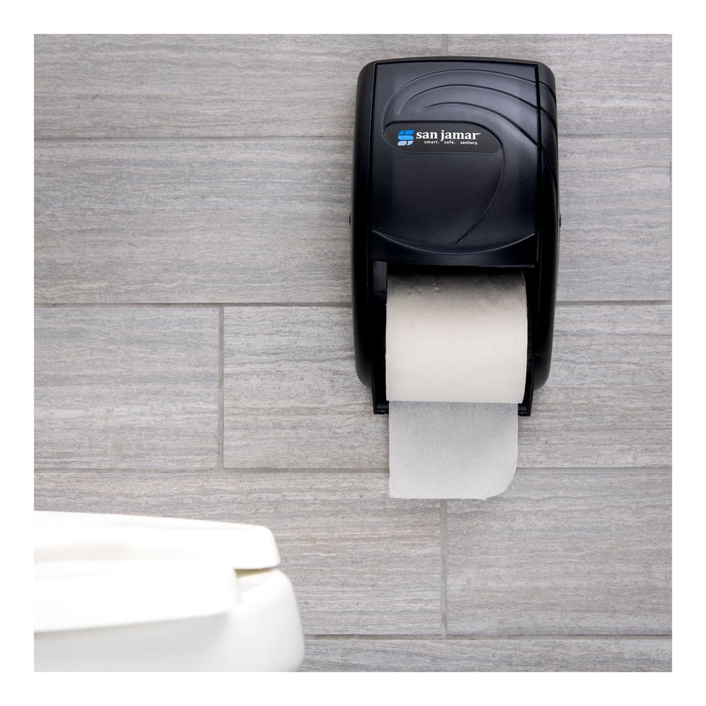 San Jamar Duett Standard Bath Tissue Dispenser, Oceans, 7.5 x 7 x 12.75, Transparent Black Pearl