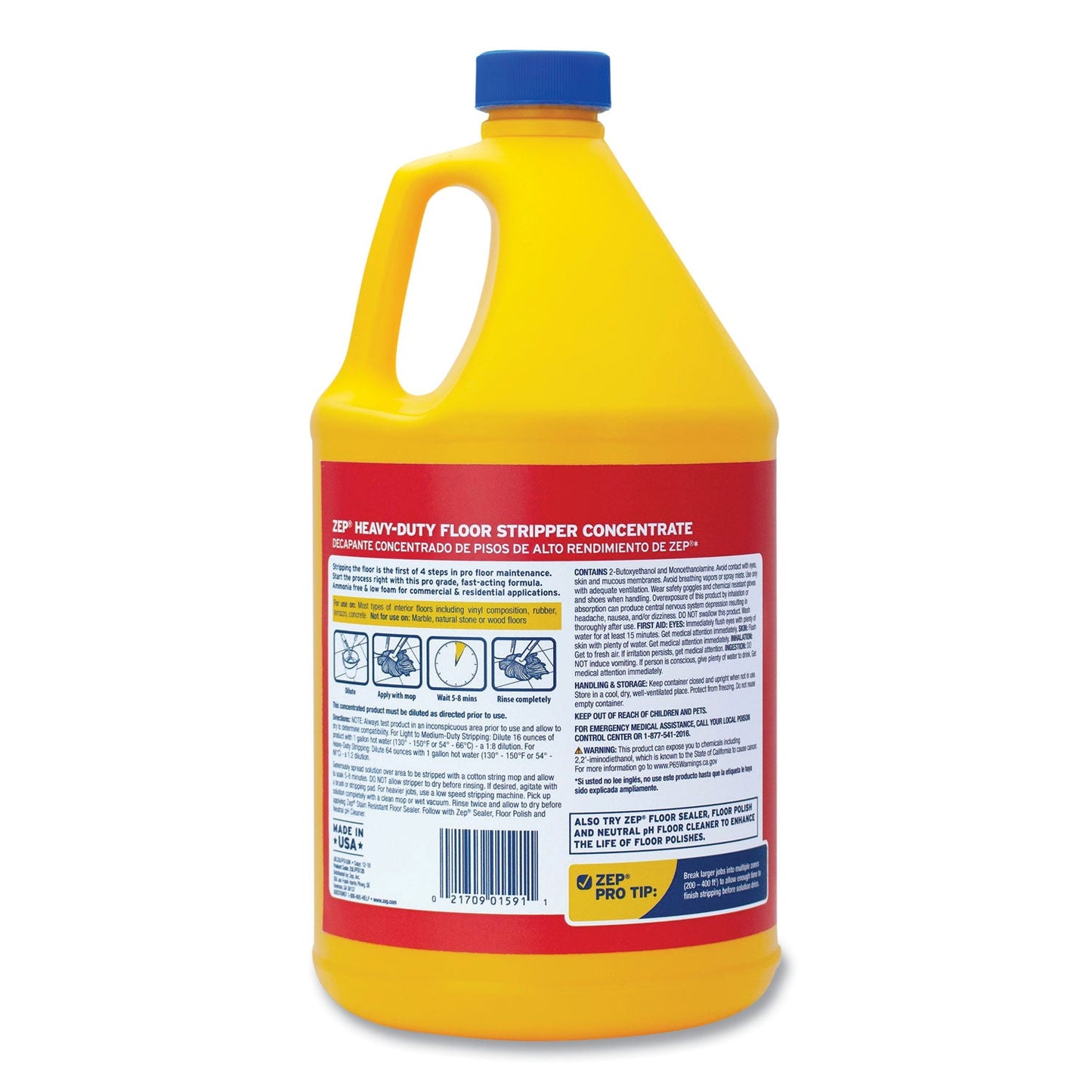 Zep Commercial Floor Stripper, Unscented, 1 gal, 4/Carton