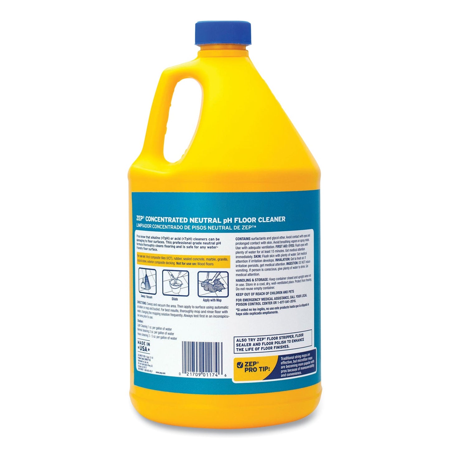 Zep Commercial Neutral Floor Cleaner, Fresh Scent, 1 gal, 4/Carton