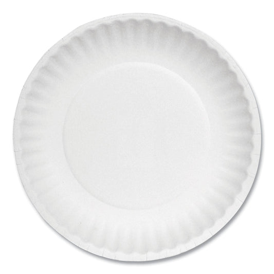 AJM Packaging Corporation White Paper Plates, 6" dia, 100/Pack, 10 Packs/Carton