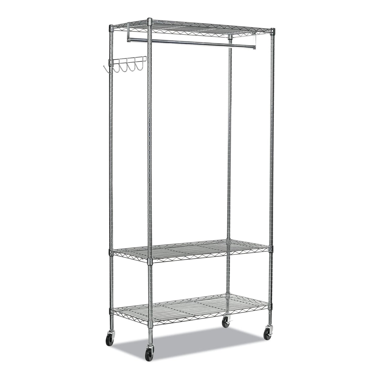 Alera Wire Shelving Garment Rack, 40 Garments, 48w x 18d x 75h, Silver