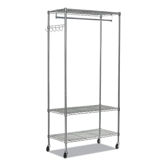 Alera Wire Shelving Garment Rack, 40 Garments, 48w x 18d x 75h, Silver