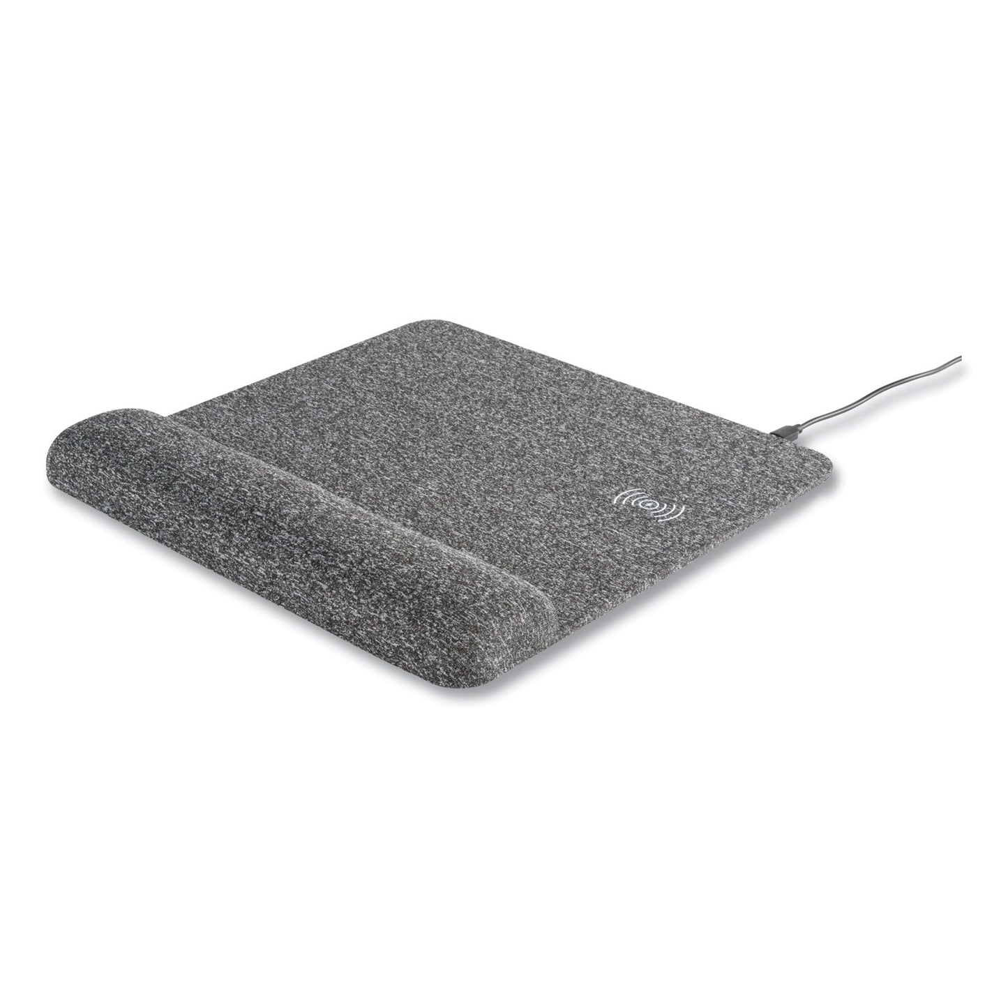 Allsop Powertrack Plush Wireless Charging Mouse Pad with Wrist Rest, 11.8 x 11.6, Gray
