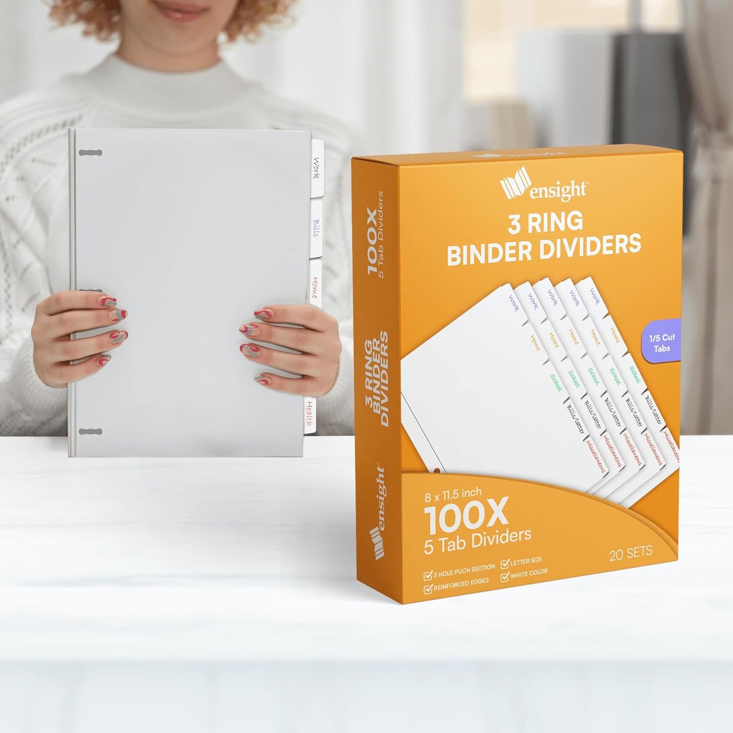 Ensight 3 Ring Page Dividers, binder dividers