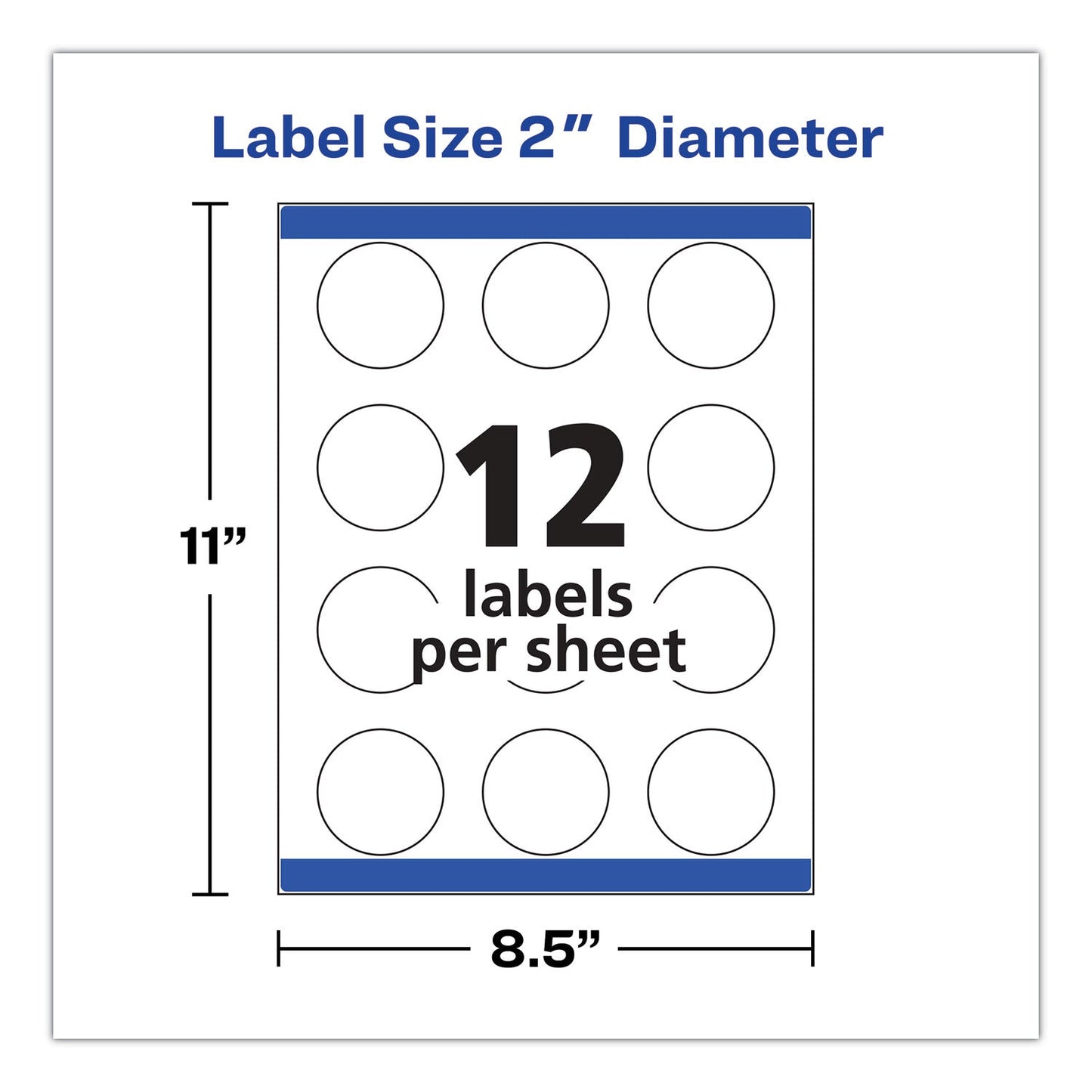 Avery Round Print-to-the Edge Labels with SureFeed and EasyPeel, 2" dia, Matte White, 300/Pack