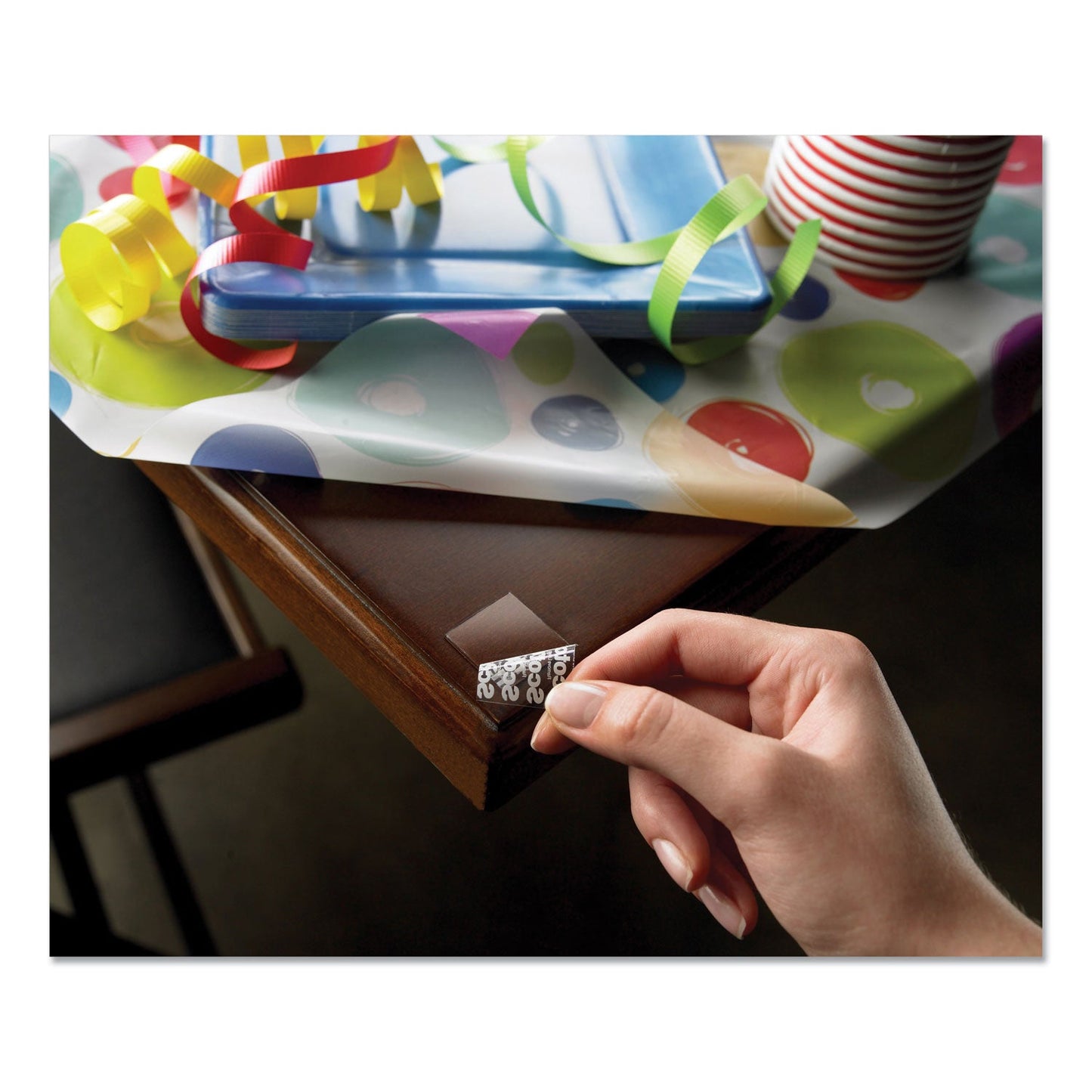 Scotch Restickable Mounting Tabs, Removable, Repositionable, Holds Up to 1 lb (4 Tabs), 1 x 1, Clear, 18/Pack