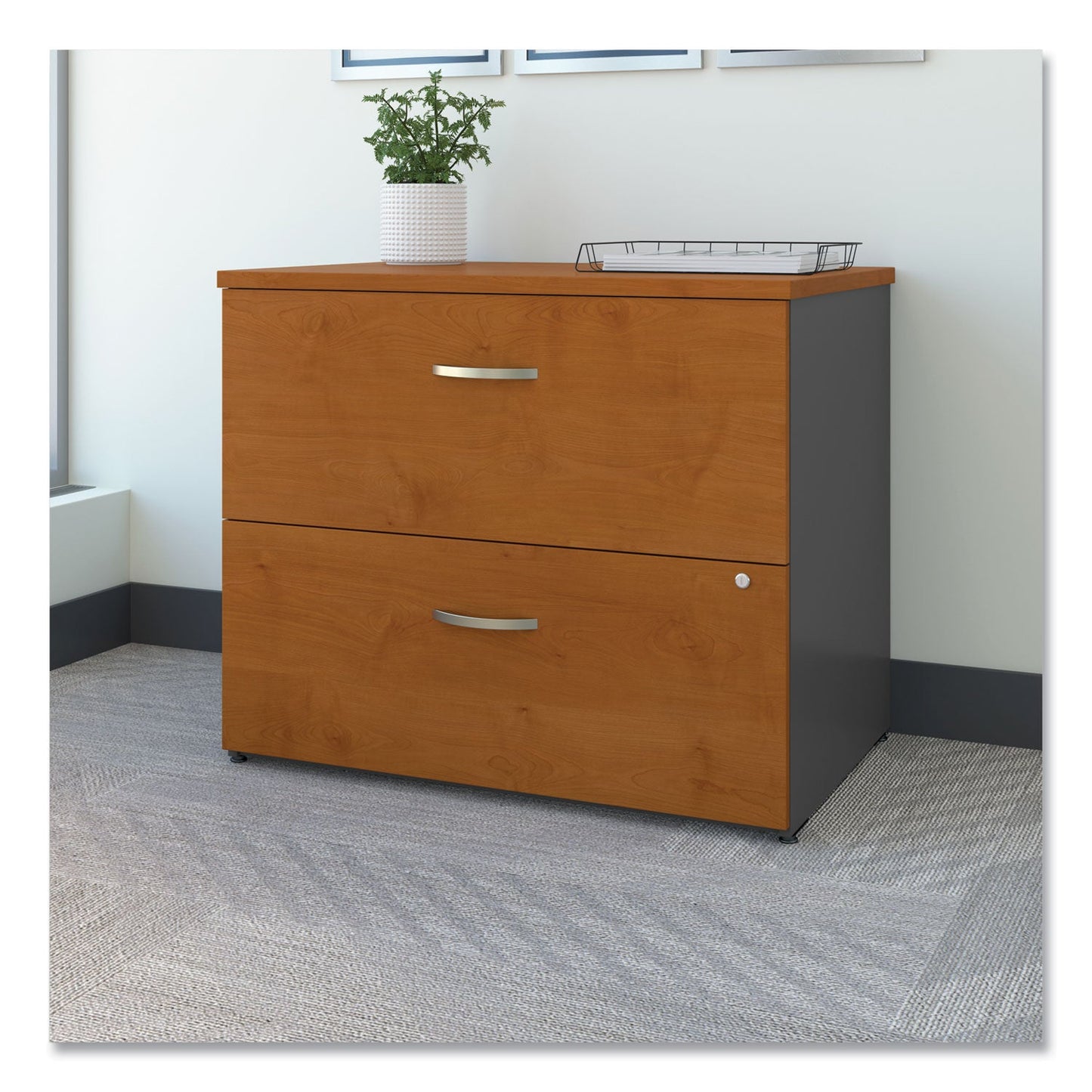 Bush Series C Lateral File, 2 Legal/Letter/A4/A5-Size File Drawers, Natural Cherry/Graphite Gray, 35.75" x 23.38" x 29.88"