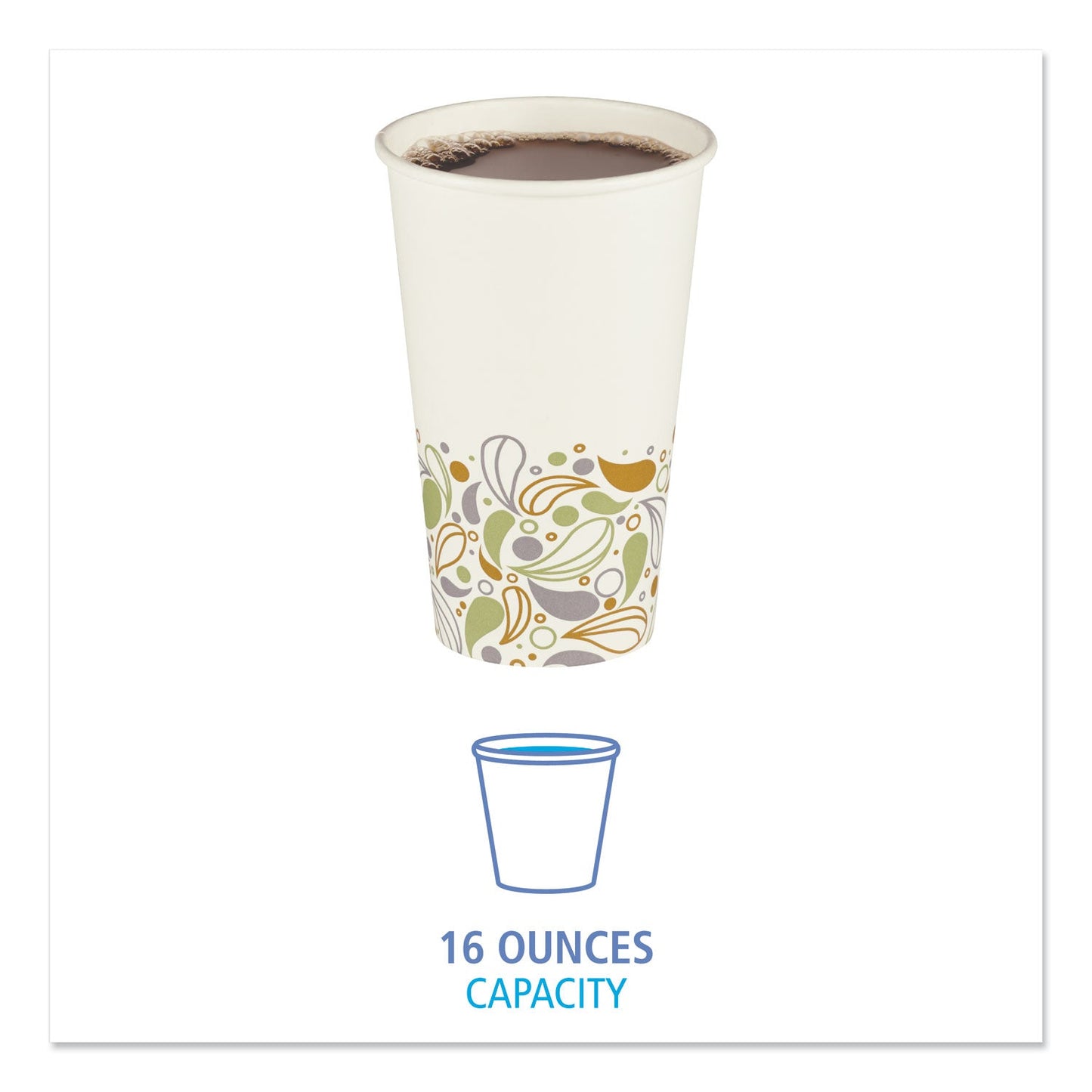 Boardwalk Deerfield Printed Paper Hot Cups, 16 oz, 50 Cups/Sleeve, 20 Sleeves/Carton