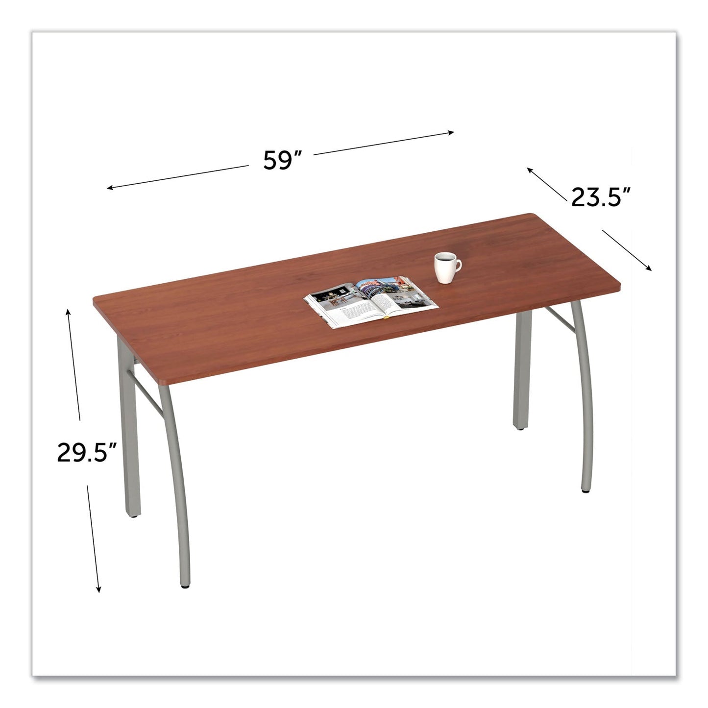 Linea Italia Trento Line Rectangular Desk, 59.13" x 23.63" x 29.5", Cherry