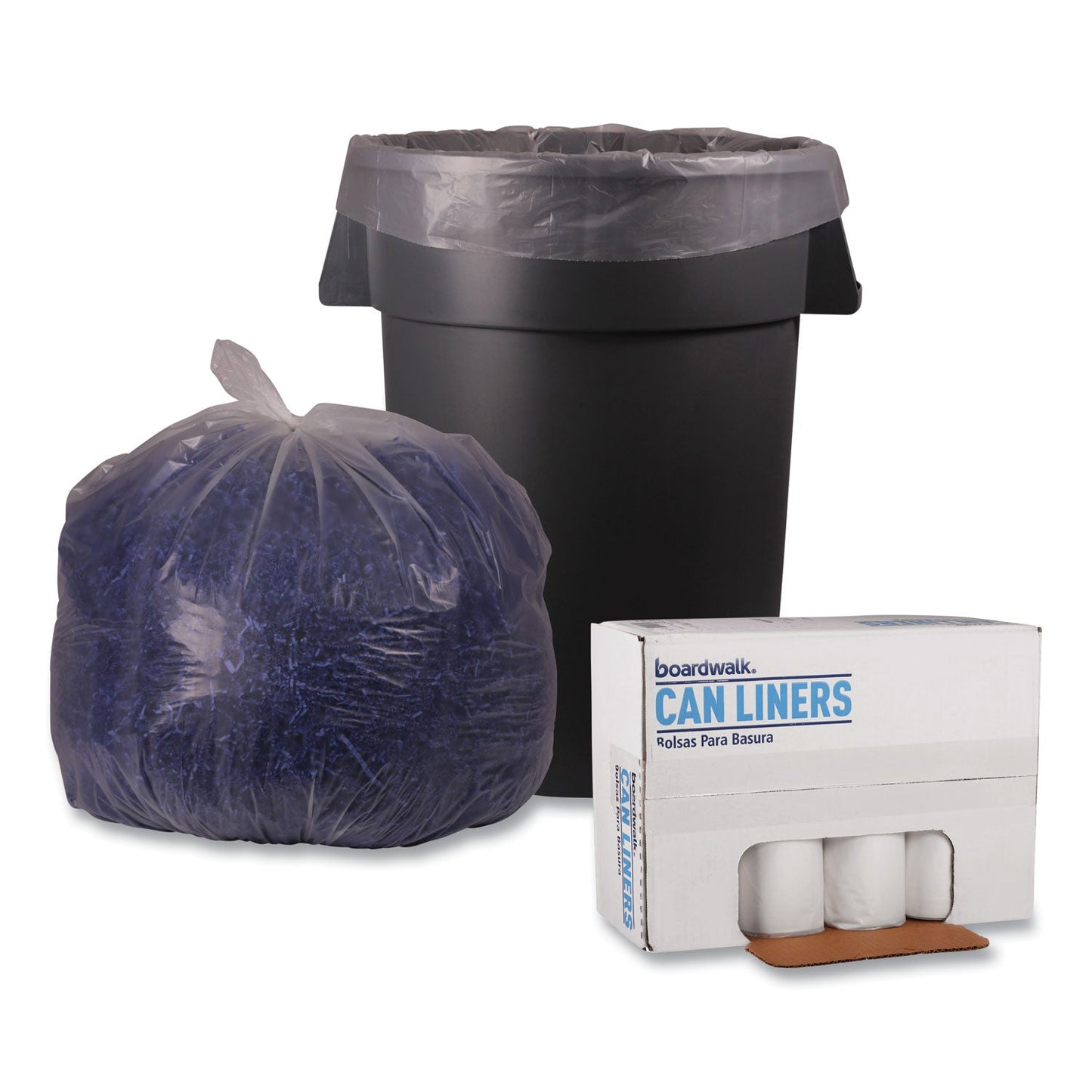 Boardwalk Low Density Repro Can Liners, 45 gal, 1.4 mil, 40" x 46", Clear, 10 Bags/Roll, 10 Rolls/Carton