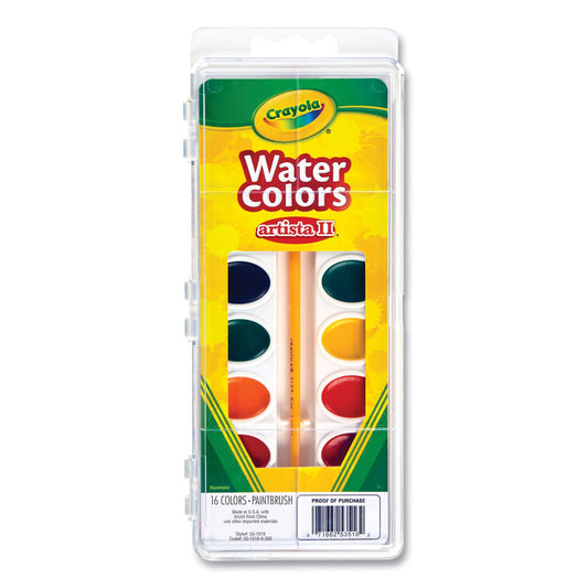 Crayola Artista II Washable Watercolor Set, 16 Assorted Colors, Palette Tray