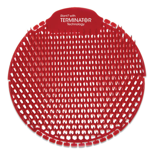 Fresh Products Slant7 with Terminator Urinal Screen, Evergreen Scent, Red, 30/Carton