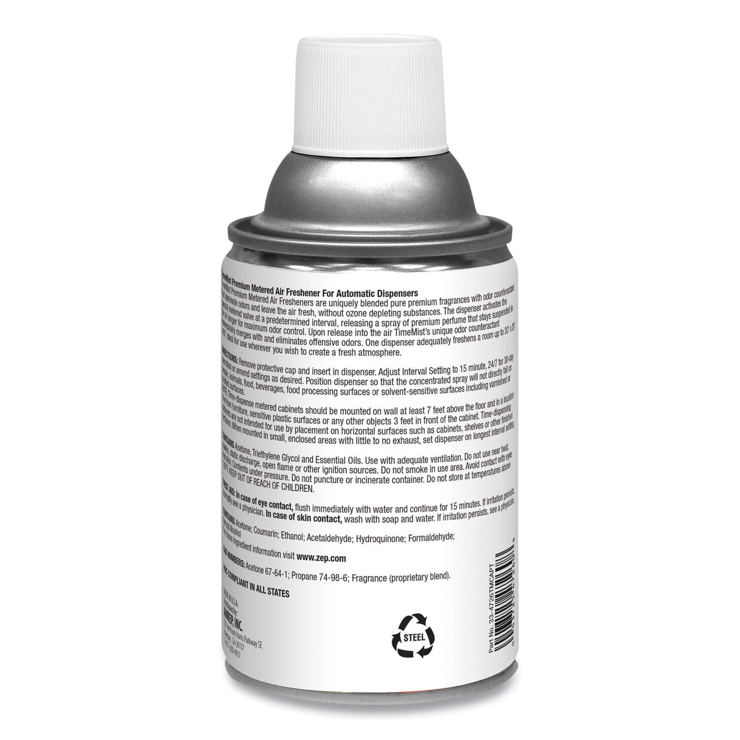 TimeMist Premium Metered Air Freshener Refill, Vanilla Cream, 5.3 oz Aerosol Spray, 12/Carton