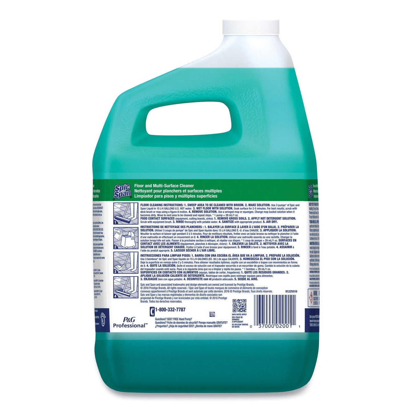 Spic and Span Liquid Floor Cleaner, 1 gal Bottle, 3/Carton