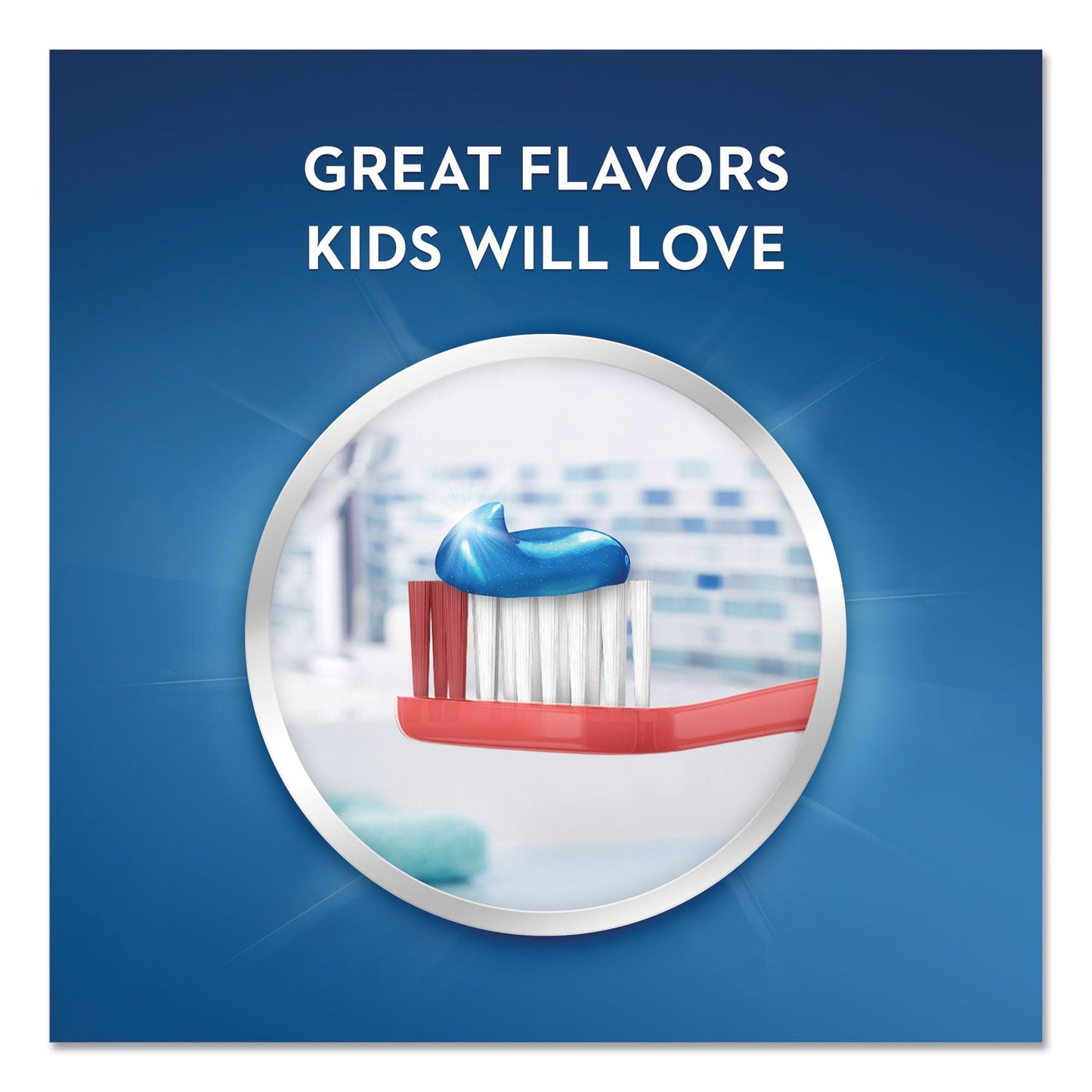 Crest Kids' Sparkle Toothpaste, Blue, Bubblegum Flavor, 0.85 oz Tube, 72/Carton