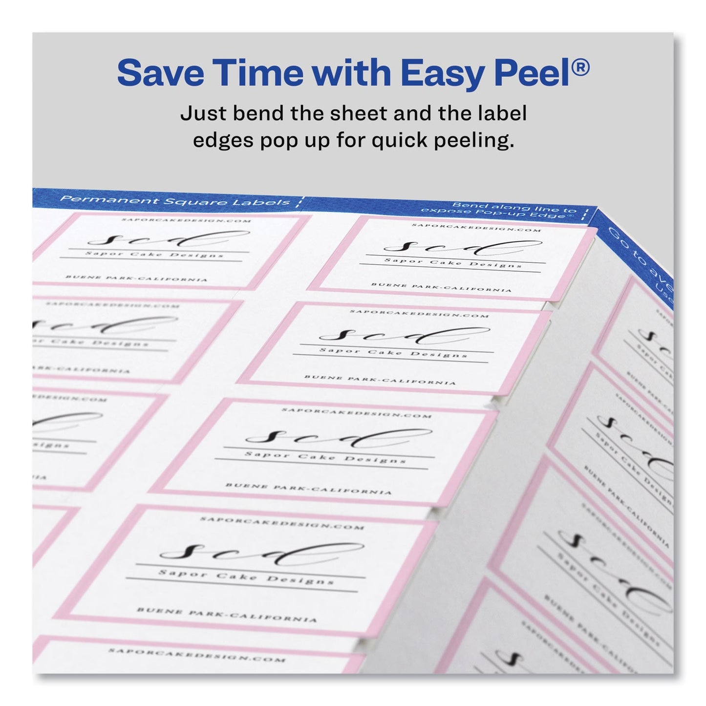Avery Square Labels with Sure Feed and TrueBlock, 2 x 2, White, 300/Pack