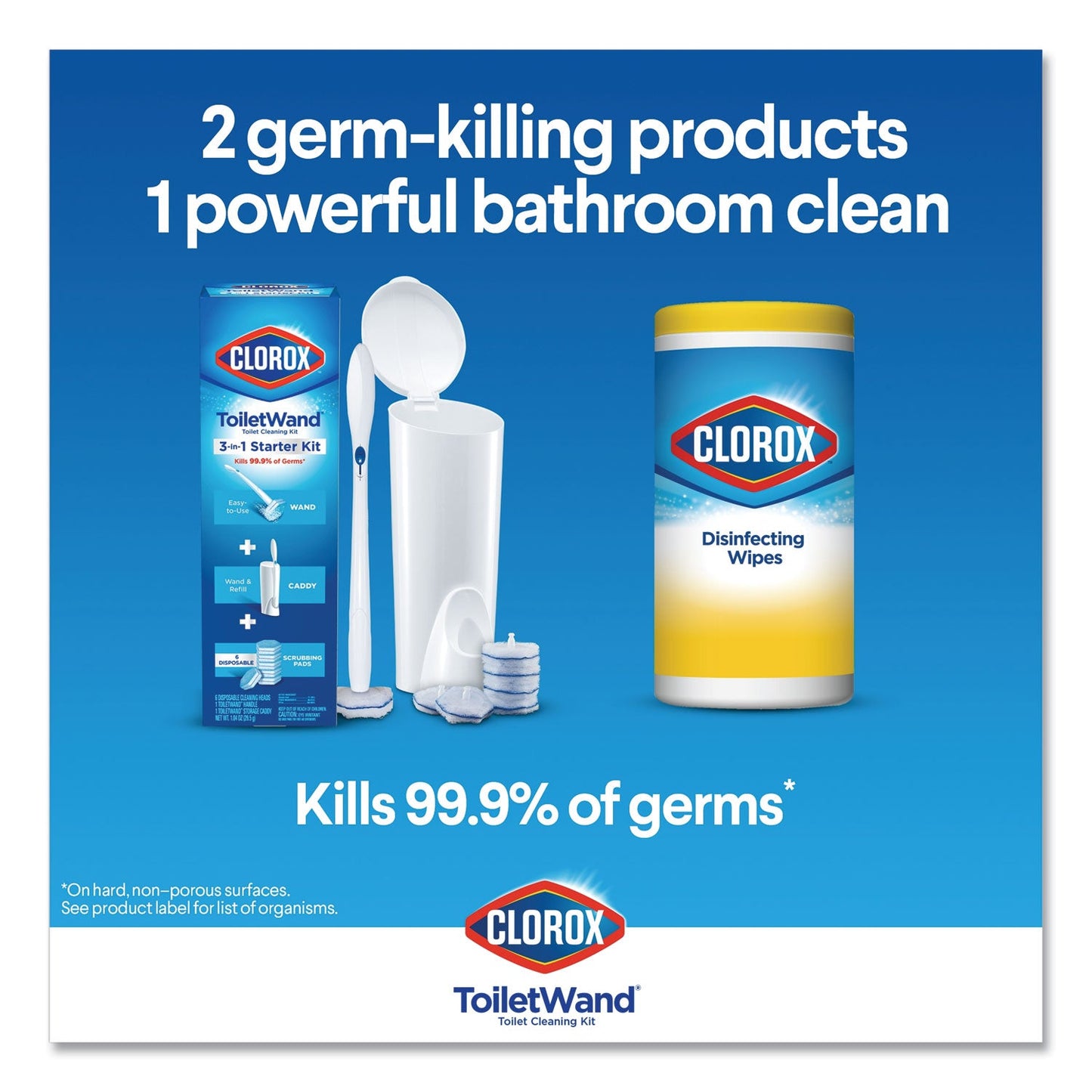 Clorox Disinfecting ToiletWand Refill Heads, Blue/White, 10/Pack, 6 Packs/Carton